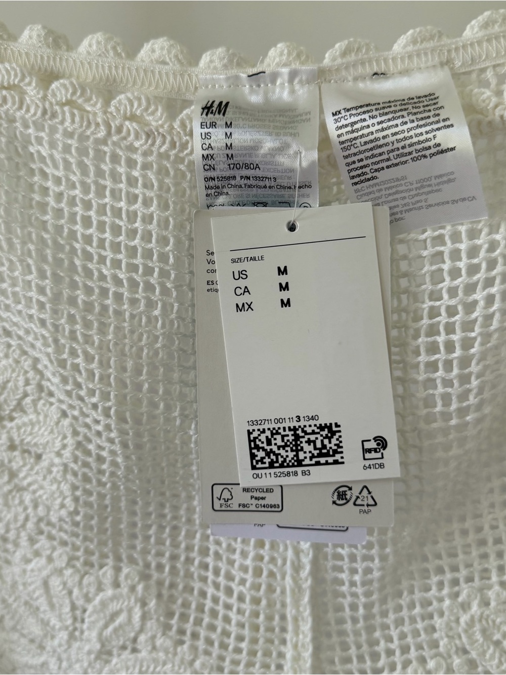 NWT H&M Crochet Floral Scalloped Swim Cover Up Shorts in Cream - M - Picture 6 of 7